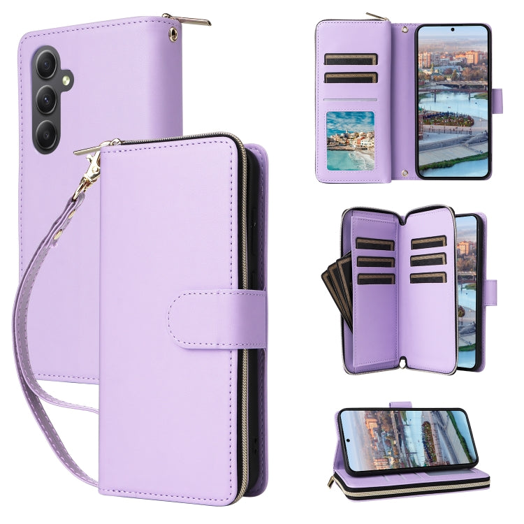 Portafoglio con cerniera e nove slot per carte, custodia in pelle per telefono, For Galaxy A34, For Galaxy A54, For Galaxy A53 5G
