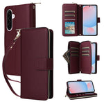 Portafoglio con cerniera e nove slot per carte, custodia in pelle per telefono, For Galaxy A08 / A06 / A07, For Galaxy A57 5G, For Galaxy A37 5G