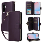 Portafoglio con cerniera e nove slot per carte, custodia in pelle per telefono, For Galaxy A08 / A06 / A07, For Galaxy A57 5G, For Galaxy A37 5G