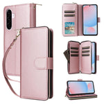 Portafoglio con cerniera e nove slot per carte, custodia in pelle per telefono, For Galaxy A08 / A06 / A07, For Galaxy A57 5G, For Galaxy A37 5G
