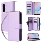 Portafoglio con cerniera e nove slot per carte, custodia in pelle per telefono, For Galaxy A08 / A06 / A07, For Galaxy A57 5G, For Galaxy A37 5G