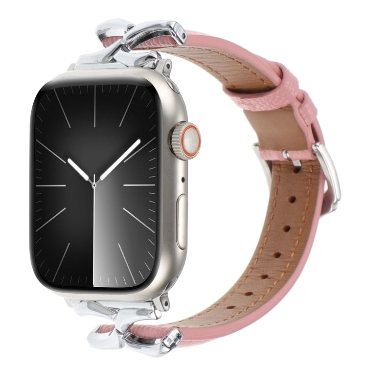 Cinturino per orologio in vera pelle con fibbia a forma di X, For Apple Watch 46mm / 49mm / 45mm / 44mm, For Apple Watch 42mm / 41mm / 40mm / 38mm