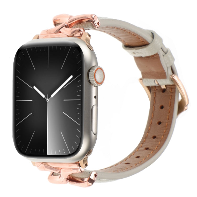 Cinturino per orologio in vera pelle con fibbia a forma di X, For Apple Watch 46mm / 49mm / 45mm / 44mm, For Apple Watch 42mm / 41mm / 40mm / 38mm
