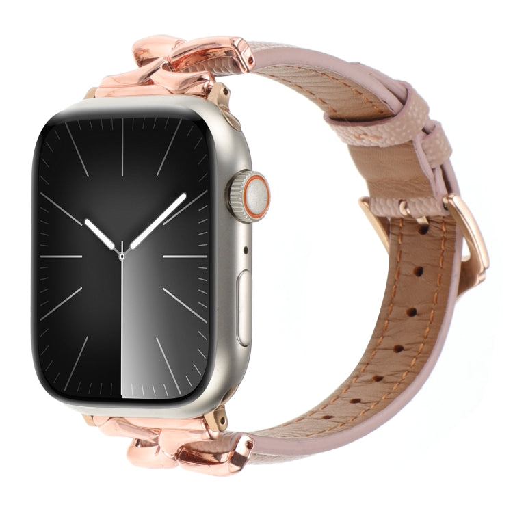 Cinturino per orologio in vera pelle con fibbia a forma di X, For Apple Watch 46mm / 49mm / 45mm / 44mm, For Apple Watch 42mm / 41mm / 40mm / 38mm