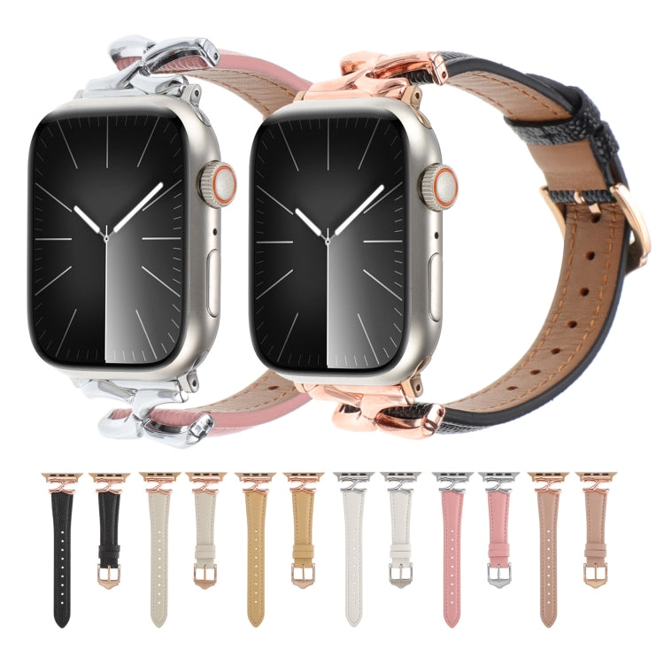 Cinturino per orologio in vera pelle con fibbia a forma di X, For Apple Watch 46mm / 49mm / 45mm / 44mm, For Apple Watch 42mm / 41mm / 40mm / 38mm