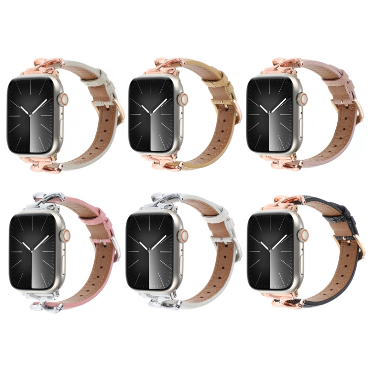 Cinturino per orologio in vera pelle con fibbia a forma di X, For Apple Watch 46mm / 49mm / 45mm / 44mm, For Apple Watch 42mm / 41mm / 40mm / 38mm