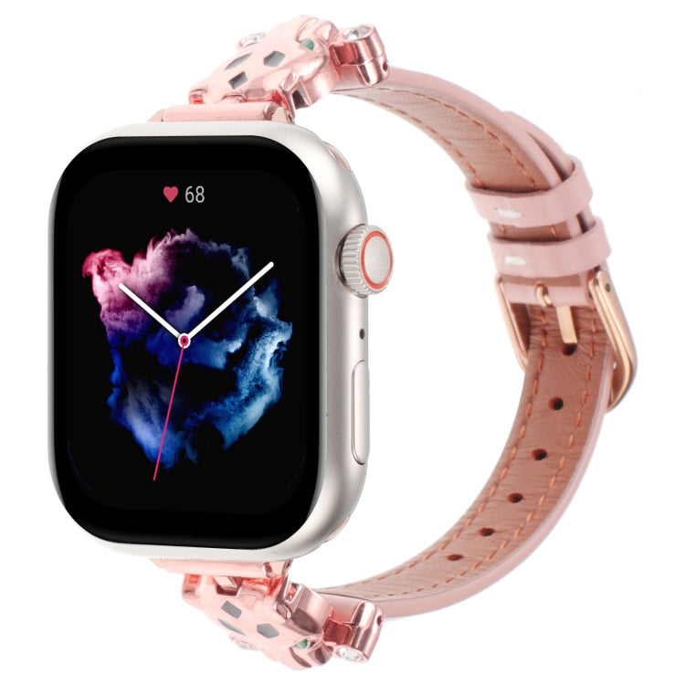Cinturino per orologio in vera pelle con testa di leopardo, For Apple Watch 46mm / 49mm / 45mm / 44mm, For Apple Watch 42mm / 41mm / 40mm / 38mm