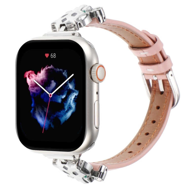 Cinturino per orologio in vera pelle con testa di leopardo, For Apple Watch 46mm / 49mm / 45mm / 44mm, For Apple Watch 42mm / 41mm / 40mm / 38mm