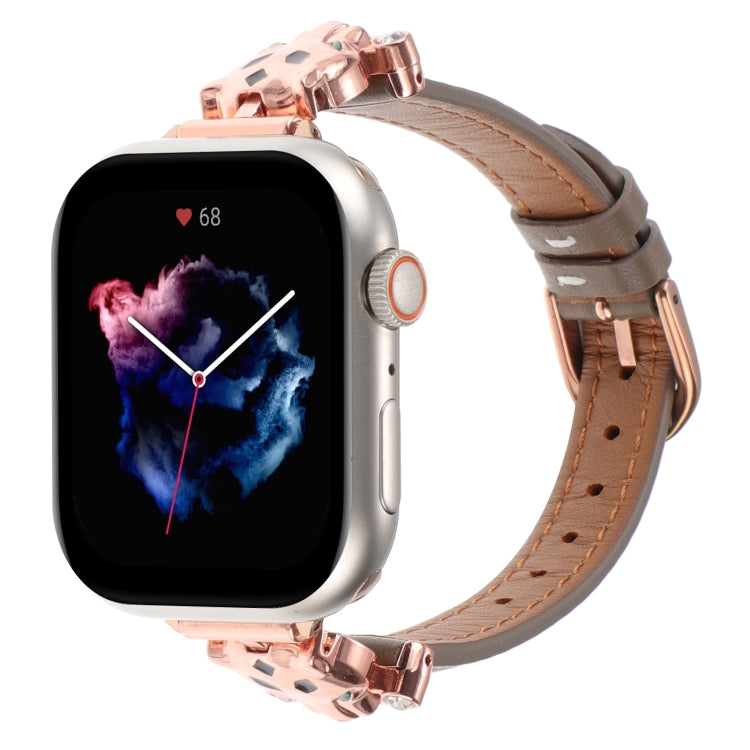 Cinturino per orologio in vera pelle con testa di leopardo, For Apple Watch 46mm / 49mm / 45mm / 44mm, For Apple Watch 42mm / 41mm / 40mm / 38mm