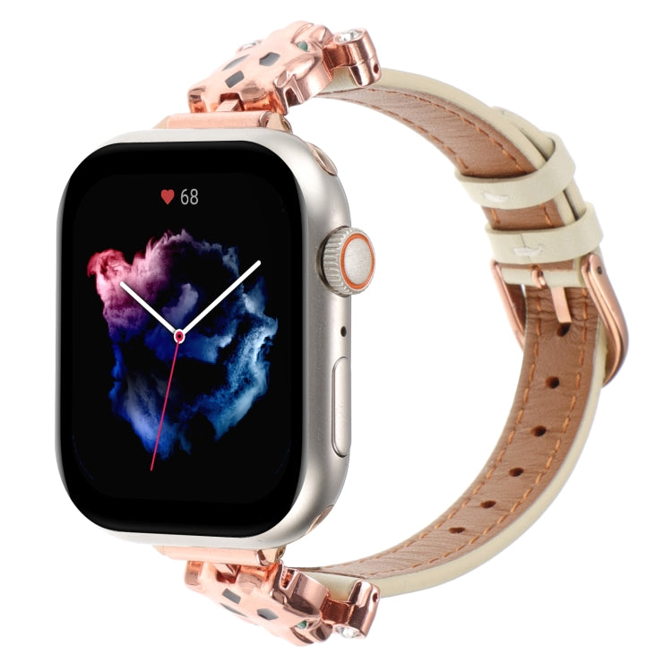 Cinturino per orologio in vera pelle con testa di leopardo, For Apple Watch 46mm / 49mm / 45mm / 44mm, For Apple Watch 42mm / 41mm / 40mm / 38mm