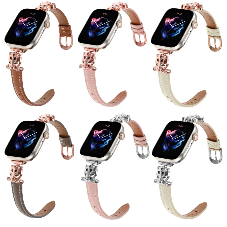 Cinturino per orologio in vera pelle con testa di leopardo, For Apple Watch 46mm / 49mm / 45mm / 44mm, For Apple Watch 42mm / 41mm / 40mm / 38mm
