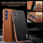 Custodia per telefono con texture in fibra di carbonio con bordo elettroplaccato AZNS, For Samsung Galaxy A05s / M14