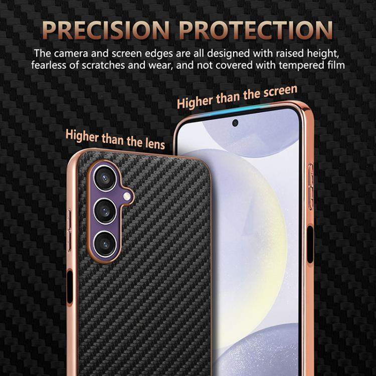 Custodia per telefono con texture in fibra di carbonio con bordo elettroplaccato AZNS, For Samsung Galaxy A05s / M14