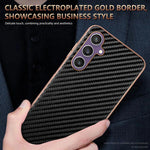 Custodia per telefono con texture in fibra di carbonio con bordo elettroplaccato AZNS, For Samsung Galaxy A05s / M14