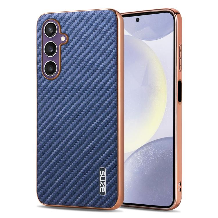 Custodia per telefono con texture in fibra di carbonio con bordo elettroplaccato AZNS, For Samsung Galaxy A05s / M14