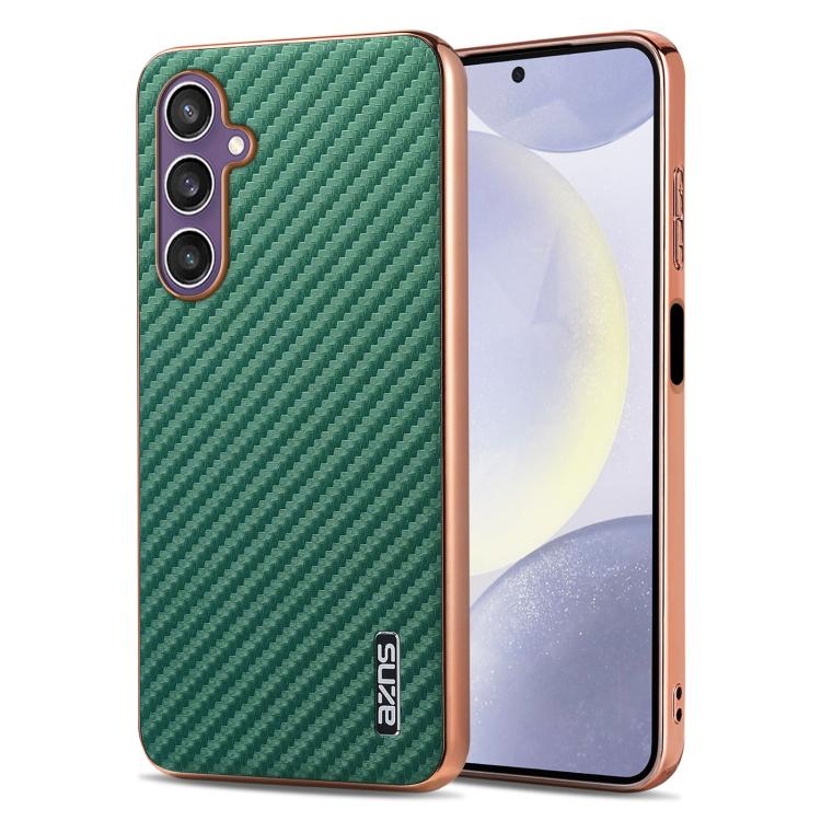 Custodia per telefono con texture in fibra di carbonio con bordo elettroplaccato AZNS, For Samsung Galaxy A05s / M14