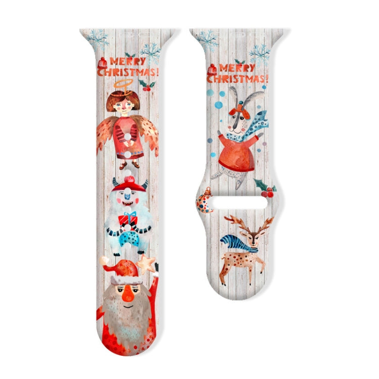 Cinturino per orologio in silicone con fibbia rovesciata motivo natalizio, For Apple Watch 42mm / 41mm / 40mm / 38mm