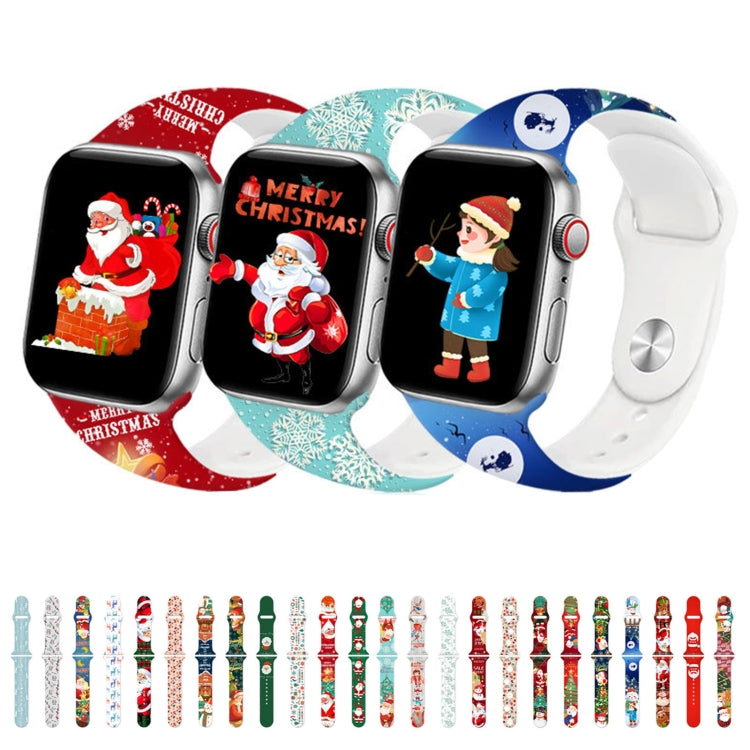 Cinturino per orologio in silicone con fibbia rovesciata motivo natalizio, For Apple Watch 46mm / 49mm / 45mm / 44mm