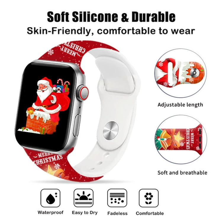 Cinturino per orologio in silicone con fibbia rovesciata motivo natalizio, For Apple Watch 42mm / 41mm / 40mm / 38mm