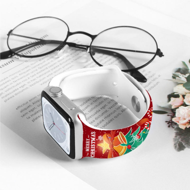 Cinturino per orologio in silicone con fibbia rovesciata motivo natalizio, For Apple Watch 46mm / 49mm / 45mm / 44mm