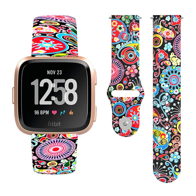 Cinturino in silicone stampato con fibbia rovesciata da 22 mm, For Fitbit Versa 2 / Lite