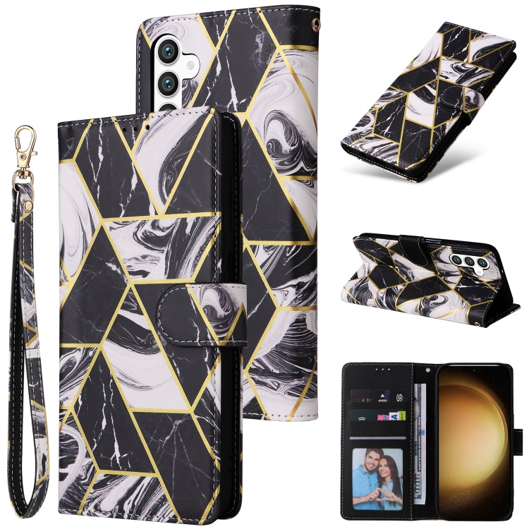 Custodia per telefono in pelle con cuciture effetto marmo bronzato, For Samsung Galaxy S25+ 5G, For Samsung Galaxy S25 Ultra 5G, For Samsung Galaxy S24 FE 5G