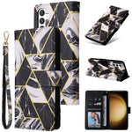 Custodia per telefono in pelle con cuciture effetto marmo bronzato, For Samsung Galaxy S25+ 5G, For Samsung Galaxy S25 Ultra 5G, For Samsung Galaxy S24 FE 5G