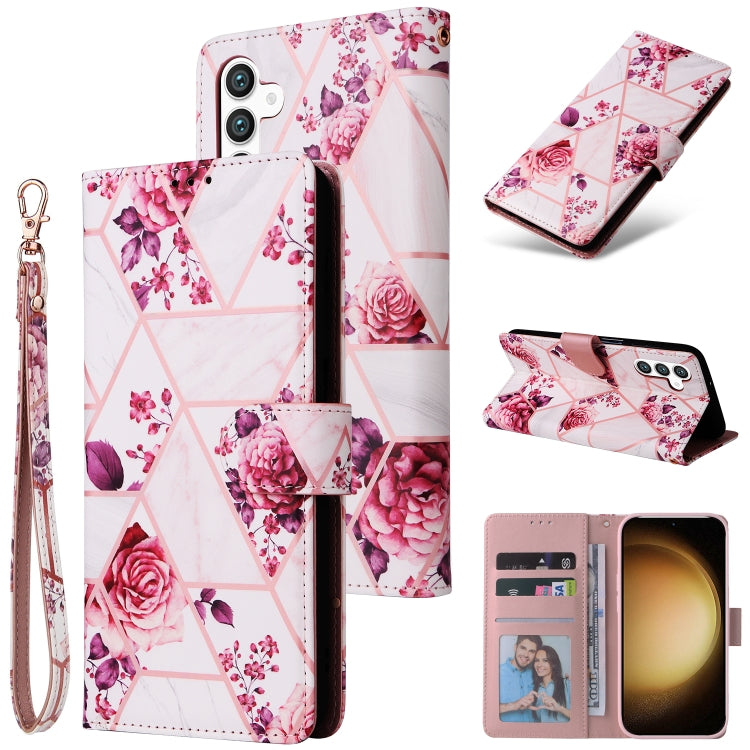 Custodia per telefono in pelle con cuciture effetto marmo bronzato, For Samsung Galaxy S25+ 5G, For Samsung Galaxy S25 Ultra 5G, For Samsung Galaxy S24 FE 5G