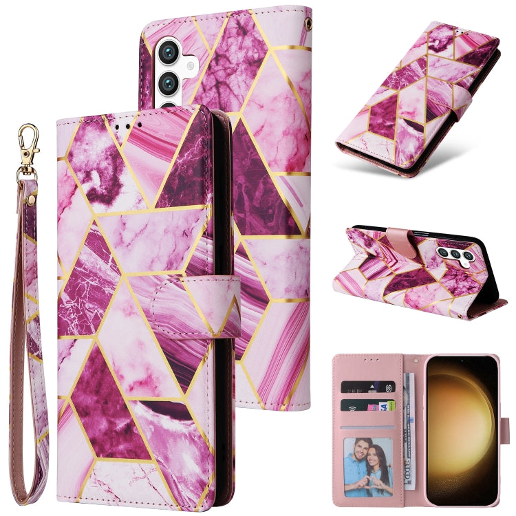 Custodia per telefono in pelle con cuciture effetto marmo bronzato, For Samsung Galaxy S25+ 5G, For Samsung Galaxy S25 Ultra 5G, For Samsung Galaxy S24 FE 5G