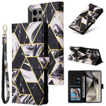 Custodia per telefono in pelle con cuciture effetto marmo bronzato, For Samsung Galaxy S25+ 5G, For Samsung Galaxy S25 Ultra 5G, For Samsung Galaxy S24 FE 5G