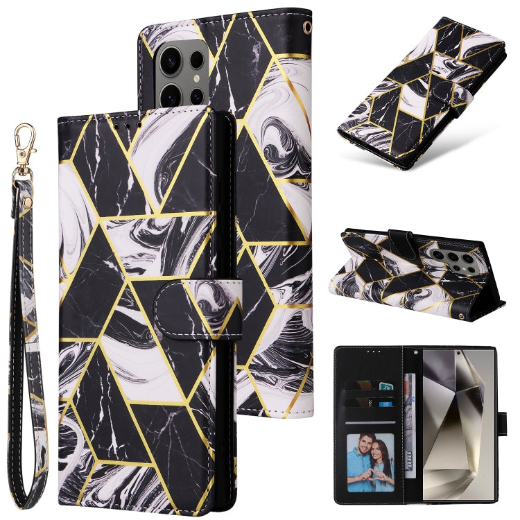 Custodia per telefono in pelle con cuciture effetto marmo bronzato, For Samsung Galaxy S25+ 5G, For Samsung Galaxy S25 Ultra 5G, For Samsung Galaxy S24 FE 5G