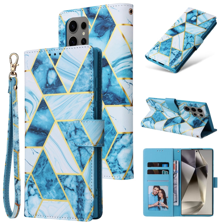 Custodia per telefono in pelle con cuciture effetto marmo bronzato, For Samsung Galaxy S25+ 5G, For Samsung Galaxy S25 Ultra 5G, For Samsung Galaxy S24 FE 5G