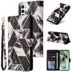 Custodia per telefono in pelle con cuciture effetto marmo bronzato, For Samsung Galaxy S25+ 5G, For Samsung Galaxy S25 Ultra 5G, For Samsung Galaxy S24 FE 5G