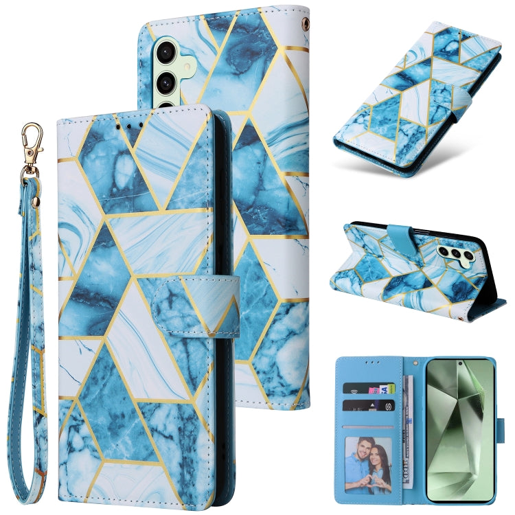 Custodia per telefono in pelle con cuciture effetto marmo bronzato, For Samsung Galaxy S25+ 5G, For Samsung Galaxy S25 Ultra 5G, For Samsung Galaxy S24 FE 5G