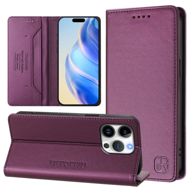RC01 Custodia per telefono in pelle RFID con ventosa magnetica a doppia piega, For iPhone 17, For iPhone Air, For iPhone 16 Pro Max