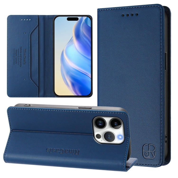 RC01 Custodia per telefono in pelle RFID con ventosa magnetica a doppia piega, For iPhone 16 Pro, For iPhone 16 Plus, For iPhone 16
