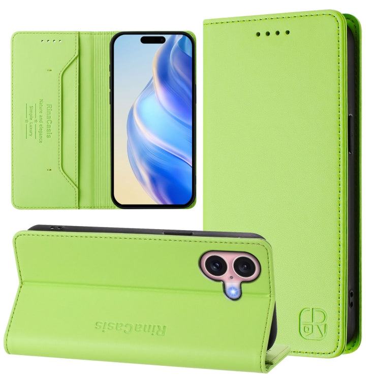 RC01 Custodia per telefono in pelle RFID con ventosa magnetica a doppia piega, For iPhone 16 Pro, For iPhone 16 Plus, For iPhone 16