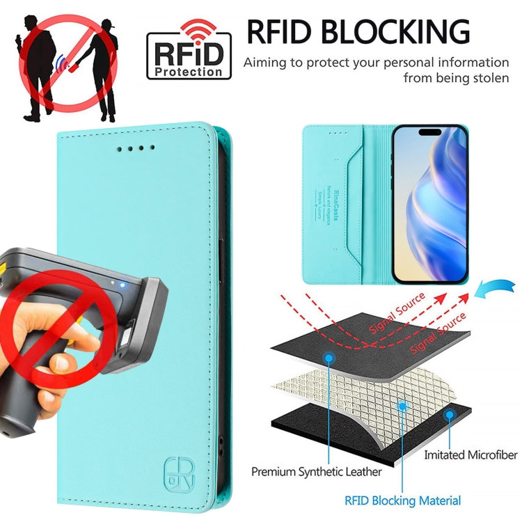 RC01 Custodia per telefono in pelle RFID con ventosa magnetica a doppia piega, For iPhone 17e / 16e, For iPhone 17 Pro Max, For iPhone 17 Pro