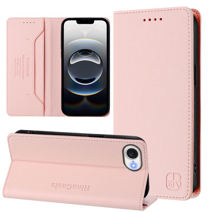 RC01 Custodia per telefono in pelle RFID con ventosa magnetica a doppia piega, For iPhone 17e / 16e, For iPhone 17 Pro Max, For iPhone 17 Pro