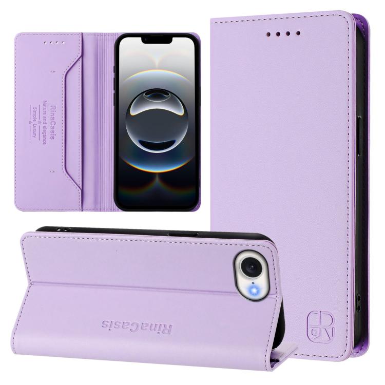 RC01 Custodia per telefono in pelle RFID con ventosa magnetica a doppia piega, For iPhone 17e / 16e, For iPhone 17 Pro Max, For iPhone 17 Pro