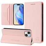 RC01 Custodia per telefono in pelle RFID con ventosa magnetica a doppia piega, For iPhone 15, For iPhone 14 Plus, For iPhone 14 / 13