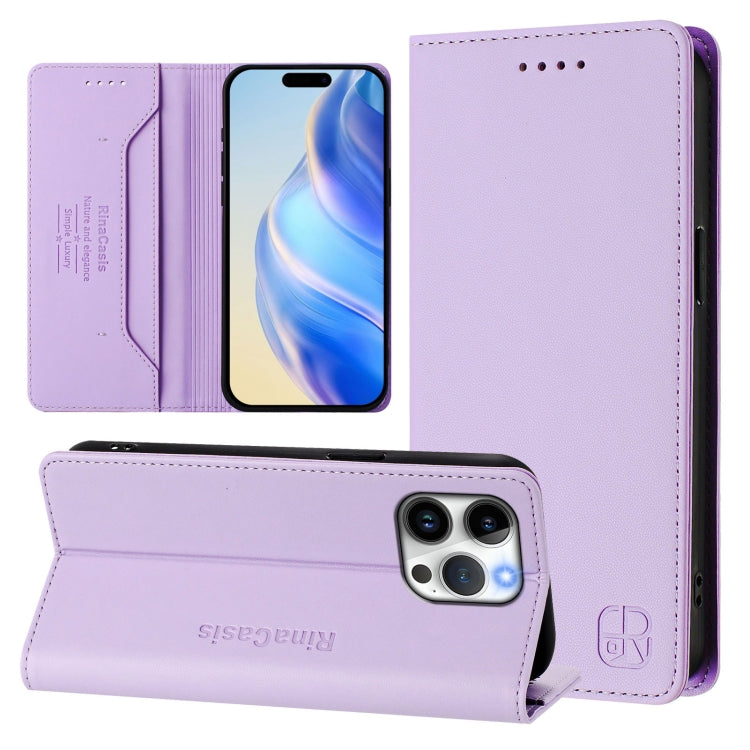 RC01 Custodia per telefono in pelle RFID con ventosa magnetica a doppia piega, For iPhone 14 Pro, For iPhone 14 Pro Max, For iPhone 7 / 8 / SE 2022