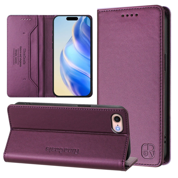 RC01 Custodia per telefono in pelle RFID con ventosa magnetica a doppia piega, For iPhone 14 Pro, For iPhone 14 Pro Max, For iPhone 7 / 8 / SE 2022