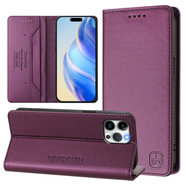 RC01 Custodia per telefono in pelle RFID con ventosa magnetica a doppia piega, For iPhone 12 / 12 Pro, For iPhone 12 Pro Max, For iPhone 12 mini