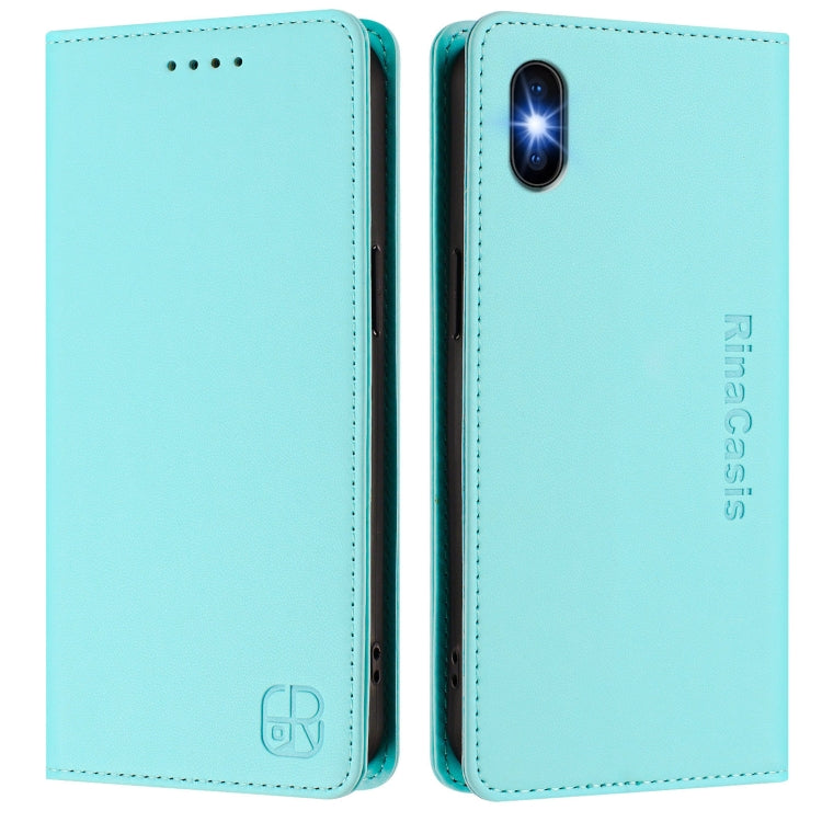 RC01 Custodia per telefono in pelle RFID con ventosa magnetica a doppia piega, For iPhone X / XS, For iPhone XR, For iPhone XS Max