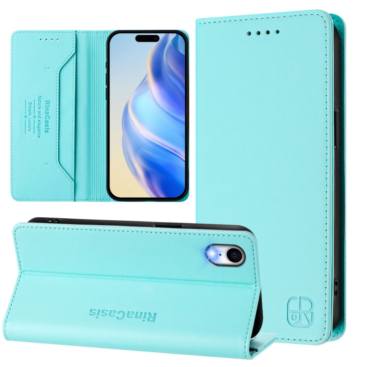 RC01 Custodia per telefono in pelle RFID con ventosa magnetica a doppia piega, For iPhone X / XS, For iPhone XR, For iPhone XS Max