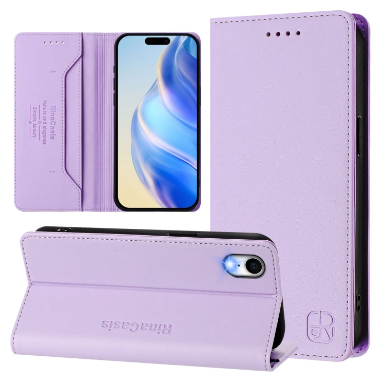 RC01 Custodia per telefono in pelle RFID con ventosa magnetica a doppia piega, For iPhone X / XS, For iPhone XR, For iPhone XS Max