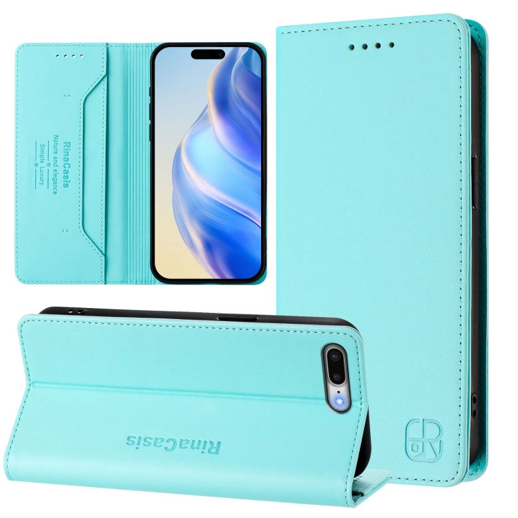 RC01 Custodia per telefono in pelle RFID con ventosa magnetica a doppia piega, For iPhone 7 Plus / 8 Plus