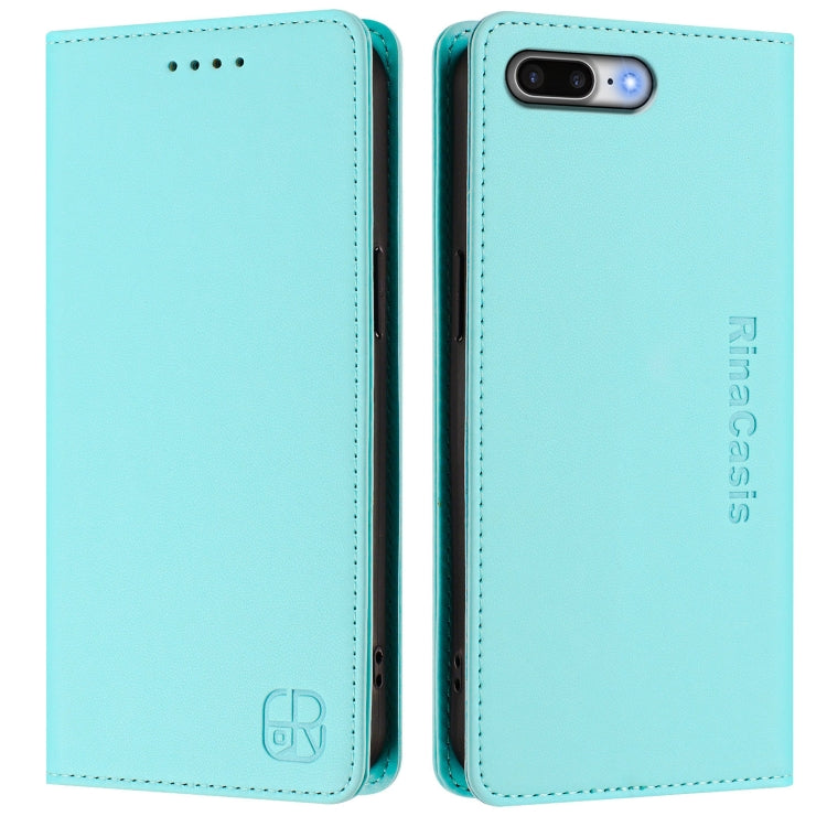 RC01 Custodia per telefono in pelle RFID con ventosa magnetica a doppia piega, For iPhone 7 Plus / 8 Plus