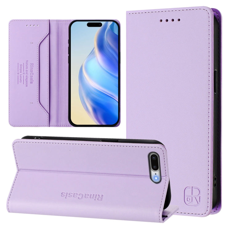 RC01 Custodia per telefono in pelle RFID con ventosa magnetica a doppia piega, For iPhone 7 Plus / 8 Plus